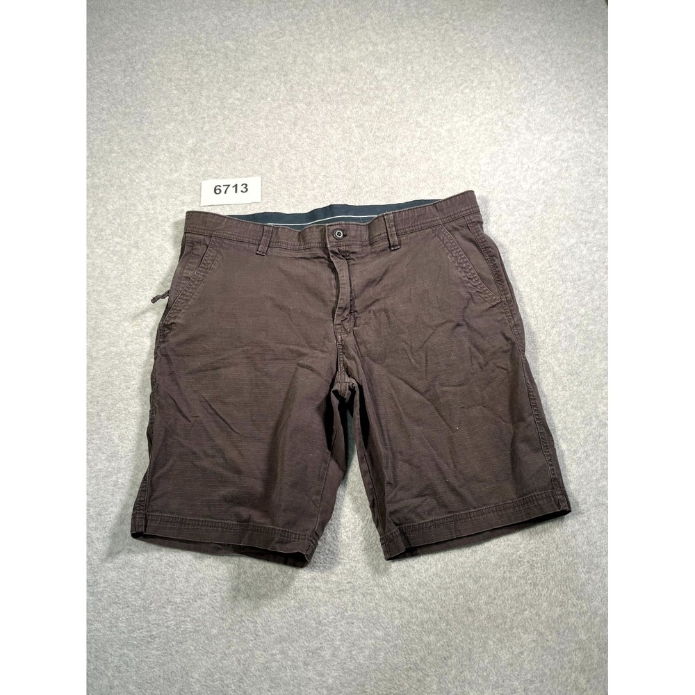 Weatherproof Chino Shorts Mens 38 Brown Ripstop Cotton Stretch Flat Front